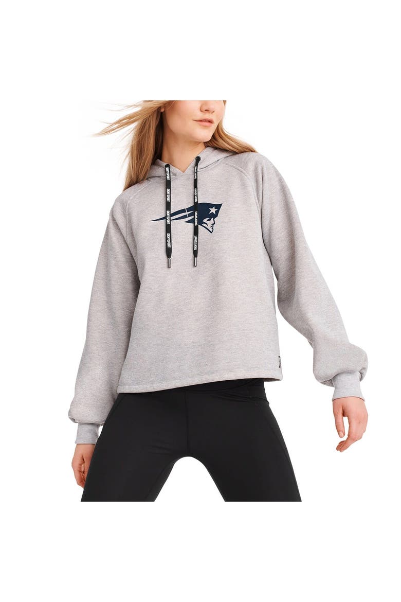 Women's DKNY Sport Heather Gray New England Patriots Debbie Dolman Raglan Pullover Hoodie, Alternate, color, Heather Gray