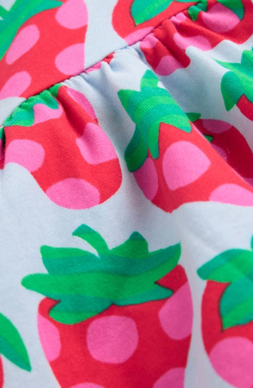 Mini Boden Kids' Strawberry Print Cotton Jersey Dress In Misty Blue Spotty Strawberry