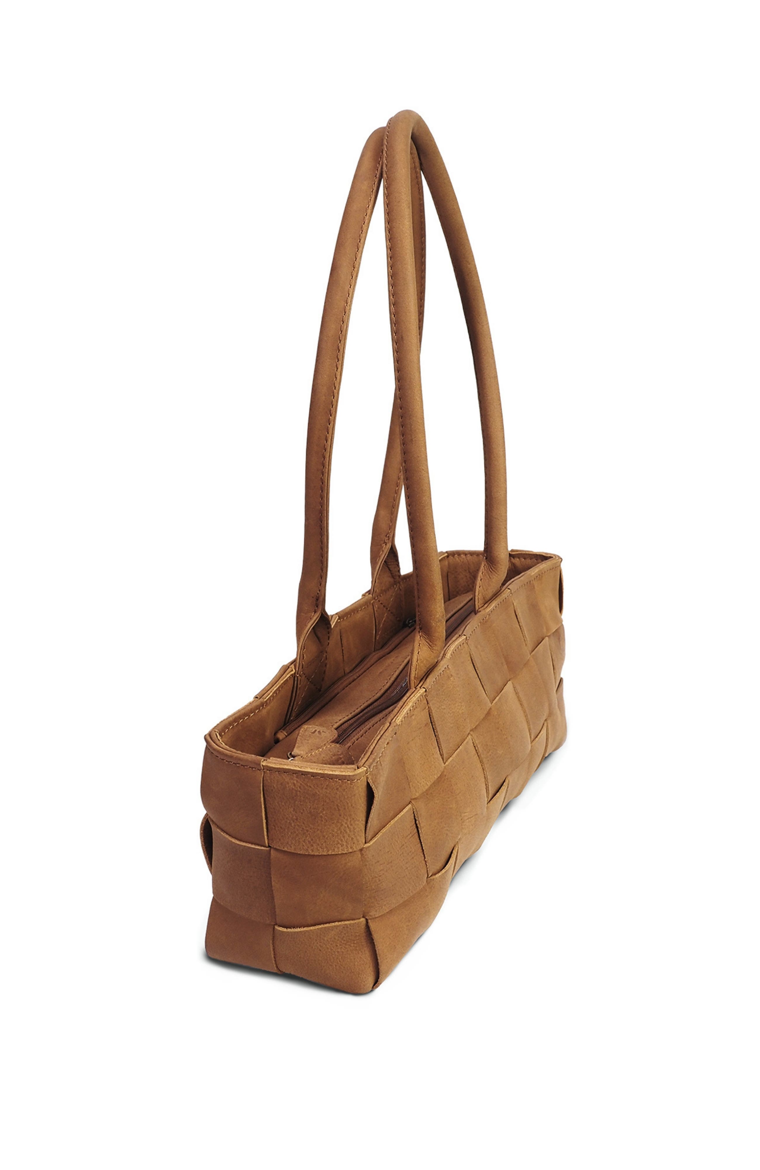 Woven Leather Shoulder Bag, Alternate, color, Saddle (light)