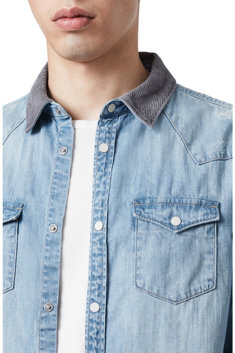 Dearne Regular Fit Denim Shirt, Alternate, color, MID INDIGO