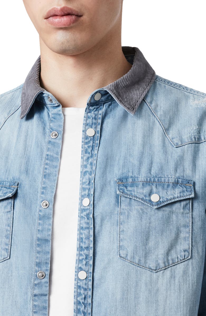 AllSaints Dearne Regular Fit Denim Shirt, Alternate, color, 