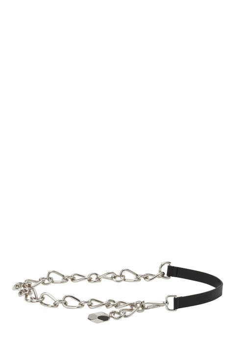 Catch By Lanvin Leather And Metal Chain Belt