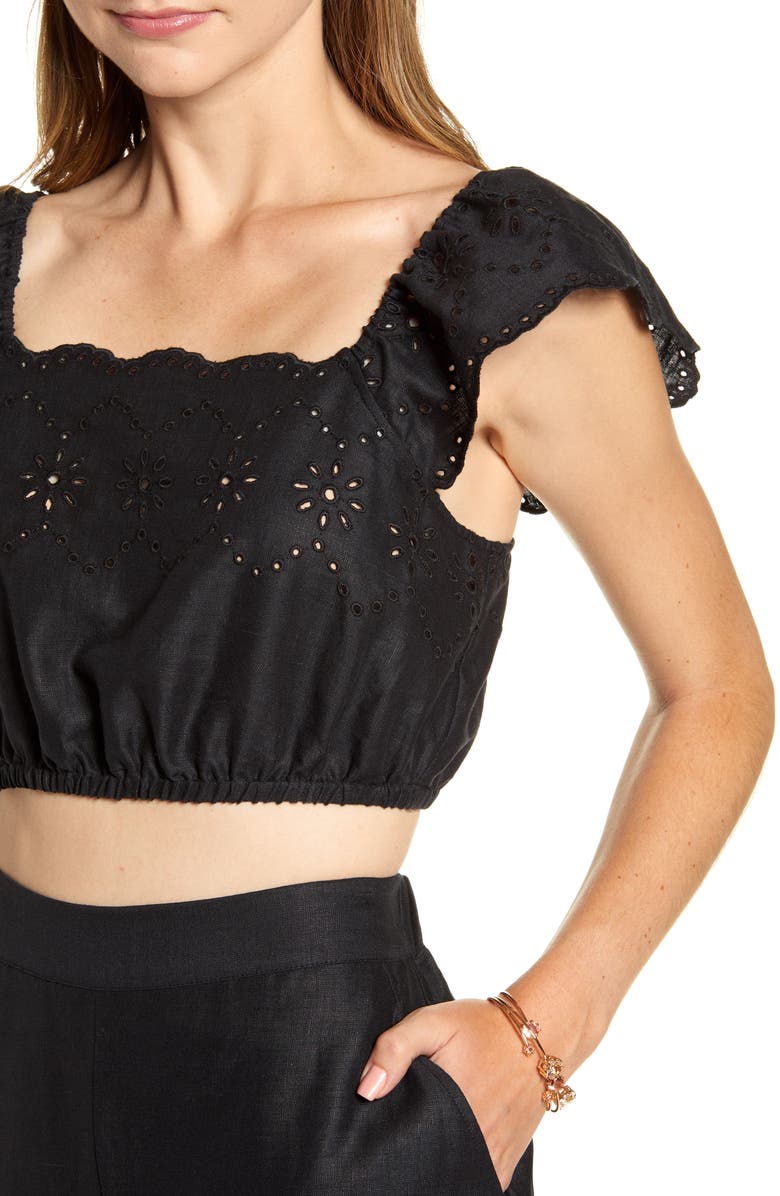 Rachel Parcell Eyelet Crop Top, Alternate, color, 