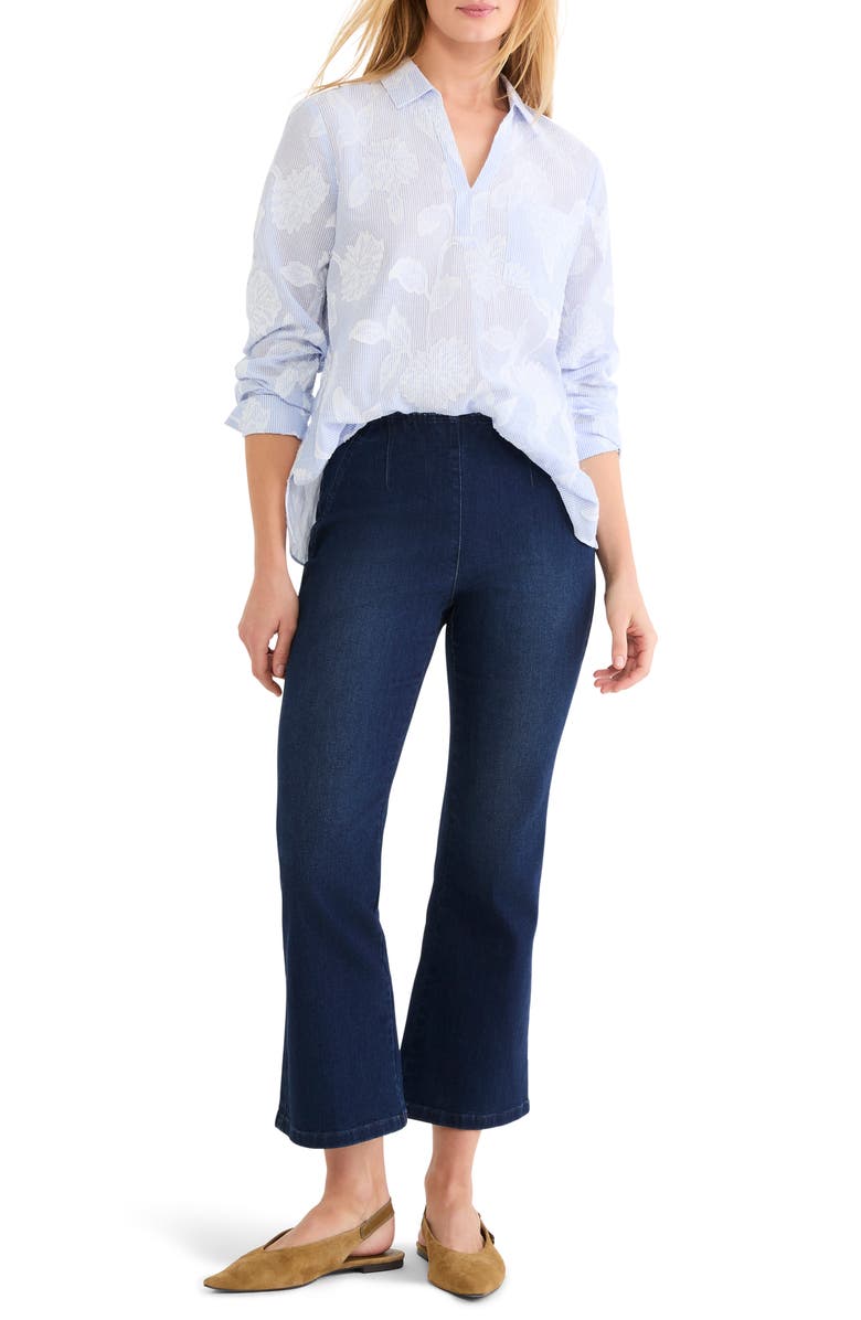 NIC+ZOE Sky Stripe Jacquard Popover Top, Alternate, color, Blue Multi