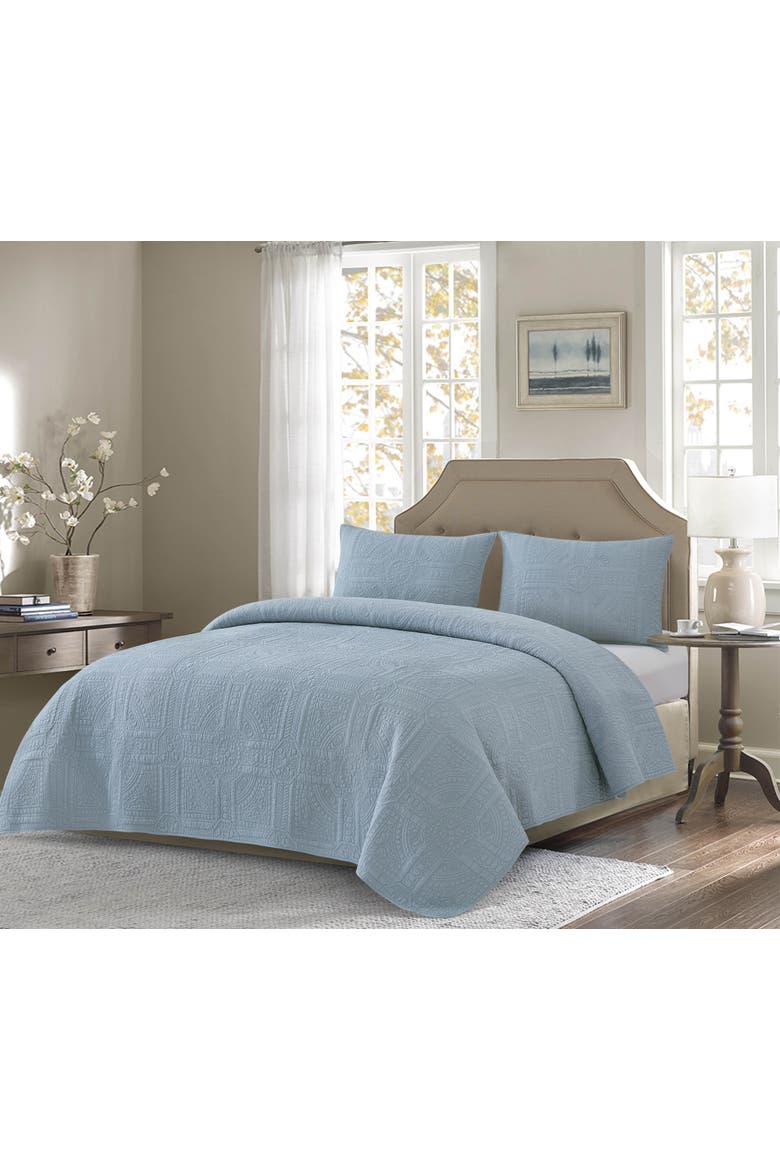 Courtyard Cornflower Twin 2-Piece Quilt Bedding Set, Main, color, Blue