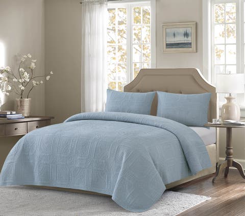 Courtyard Cornflower Full/Queen3-Piece Quilt Bedding Set