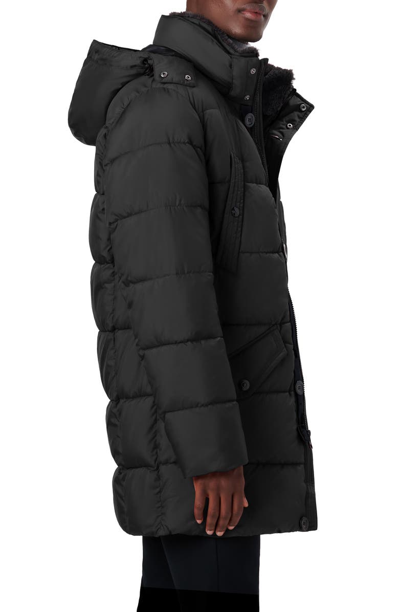 Bugatchi Faux Fur Collar Water Repellent Puffer Coat, Alternate, color,