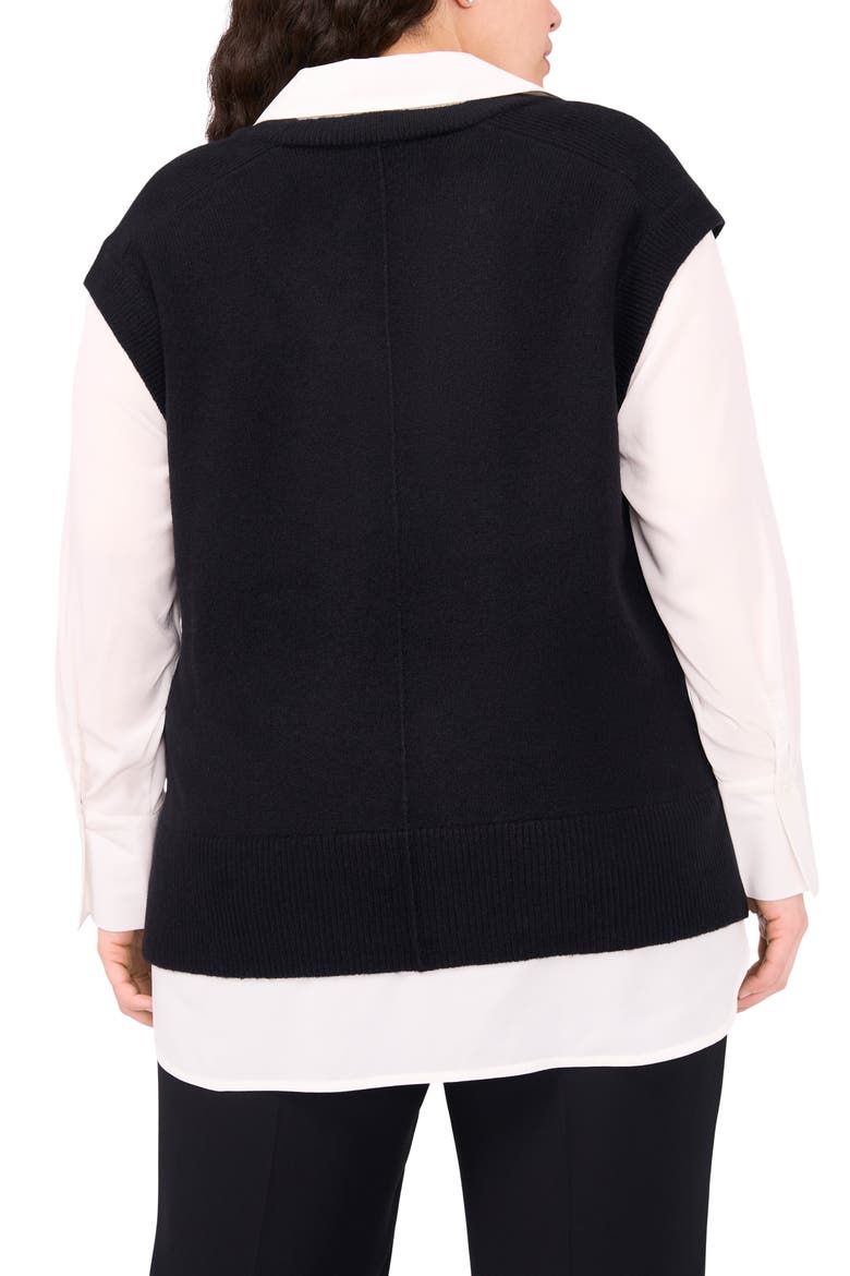 Layered Look Sweater Vest, Alternate, color, RICH BLACK