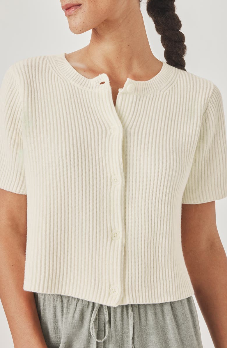 Splendid Delilah Crop Rib Cardigan, Alternate, color, Shell White