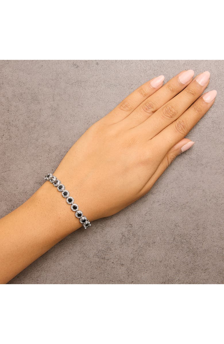 Haus of Brilliance Silver 5.0 Cttw Black Diamond 4 Prong Milgrain Link Tennis Bracelet, Alternate, color, White