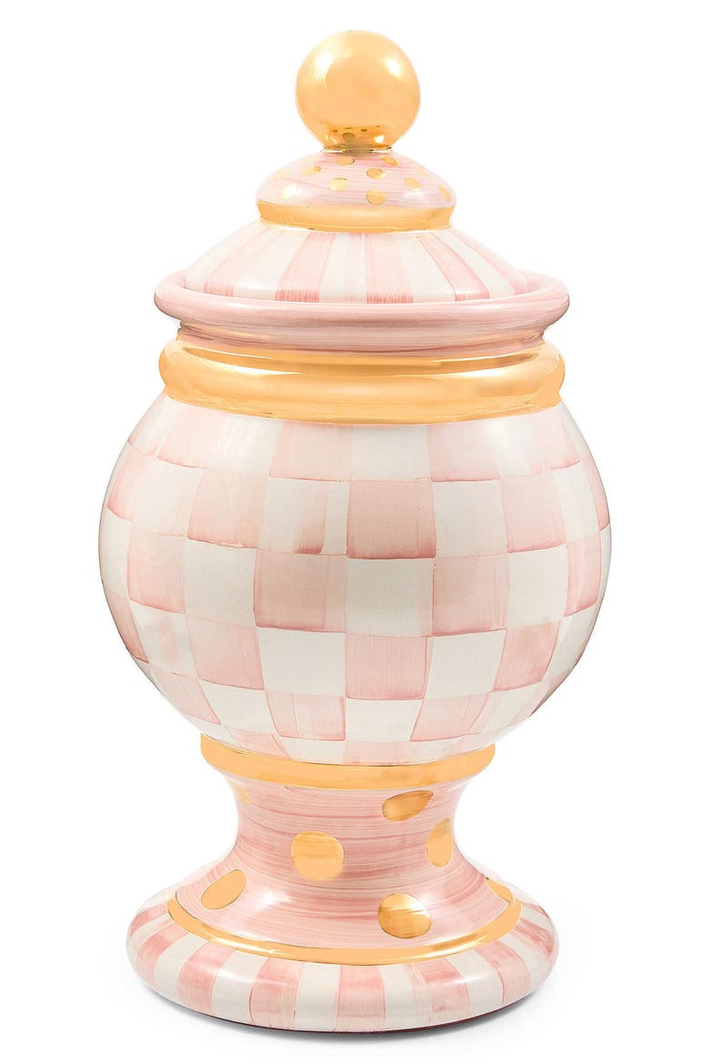 Rosy Check Ceramic Globe Canister, Main, color, ROSY