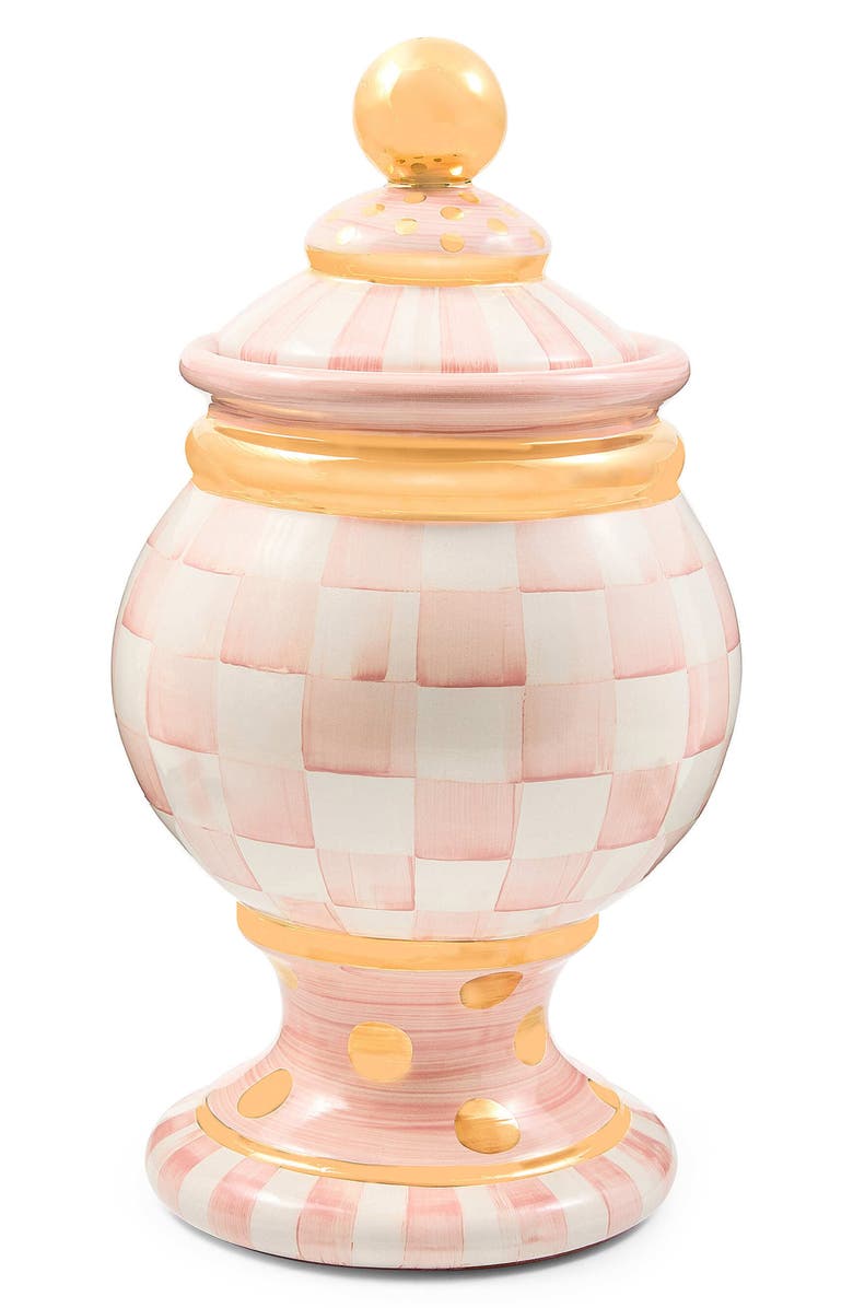 MACKENZIE CHILDS Rosy Check Ceramic Globe Canister, Main, color, Rosy