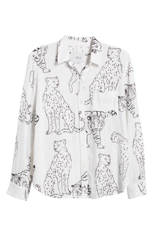 Rails Charli Wild Cat Print Linen Blend Button-up Shirt