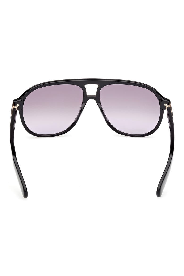 58mm Pilot Sunglasses, Alternate, color, SHINY BLACK / GRADIENT SMOKE