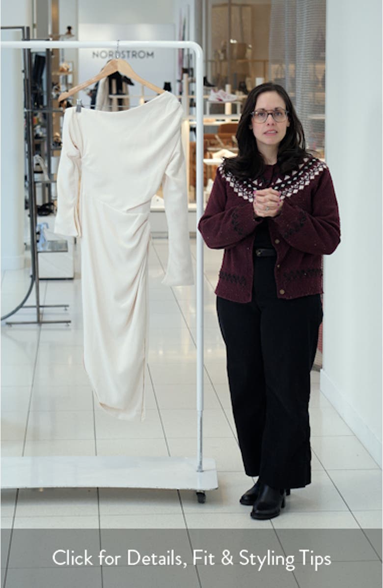 Arista Pleated One-Shoulder Long Sleeve Cocktail Dress, sales video thumbnail