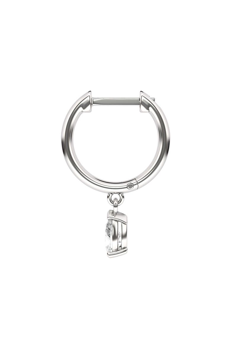 Lab Created Diamond Drop Huggie Hoop Earrings, Alternate, color, 18K WHITE GOLD