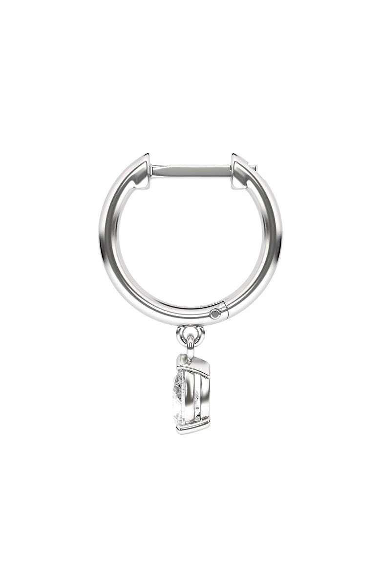 HauteCarat Lab Created Diamond Drop Huggie Hoop Earrings, Alternate, color, 18K White Gold
