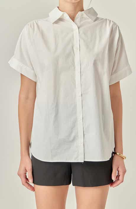 Mixed Media Button Front Top
