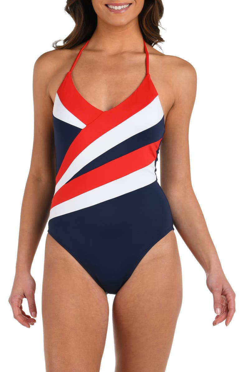 La Blanca Americana Halter One-Piece Swimsuit, Main, color, 