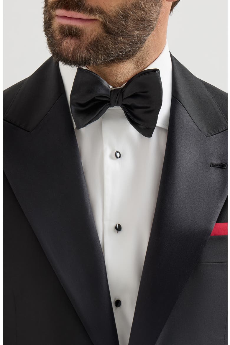 Cotton and silk satin bow tie, Alternate, color, Black