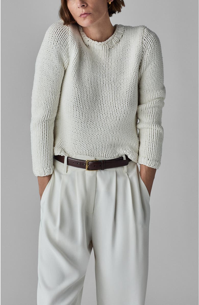 CO Handknit Crew Sweater in Cotton, Main, color, 