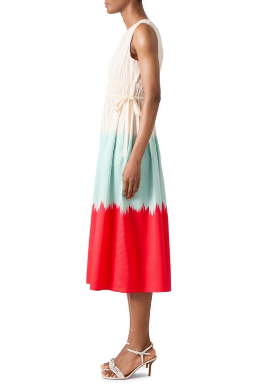 Lk Bennett Viola Dip Dye Print Tie Waist Midi Dress In Ecru Multi
