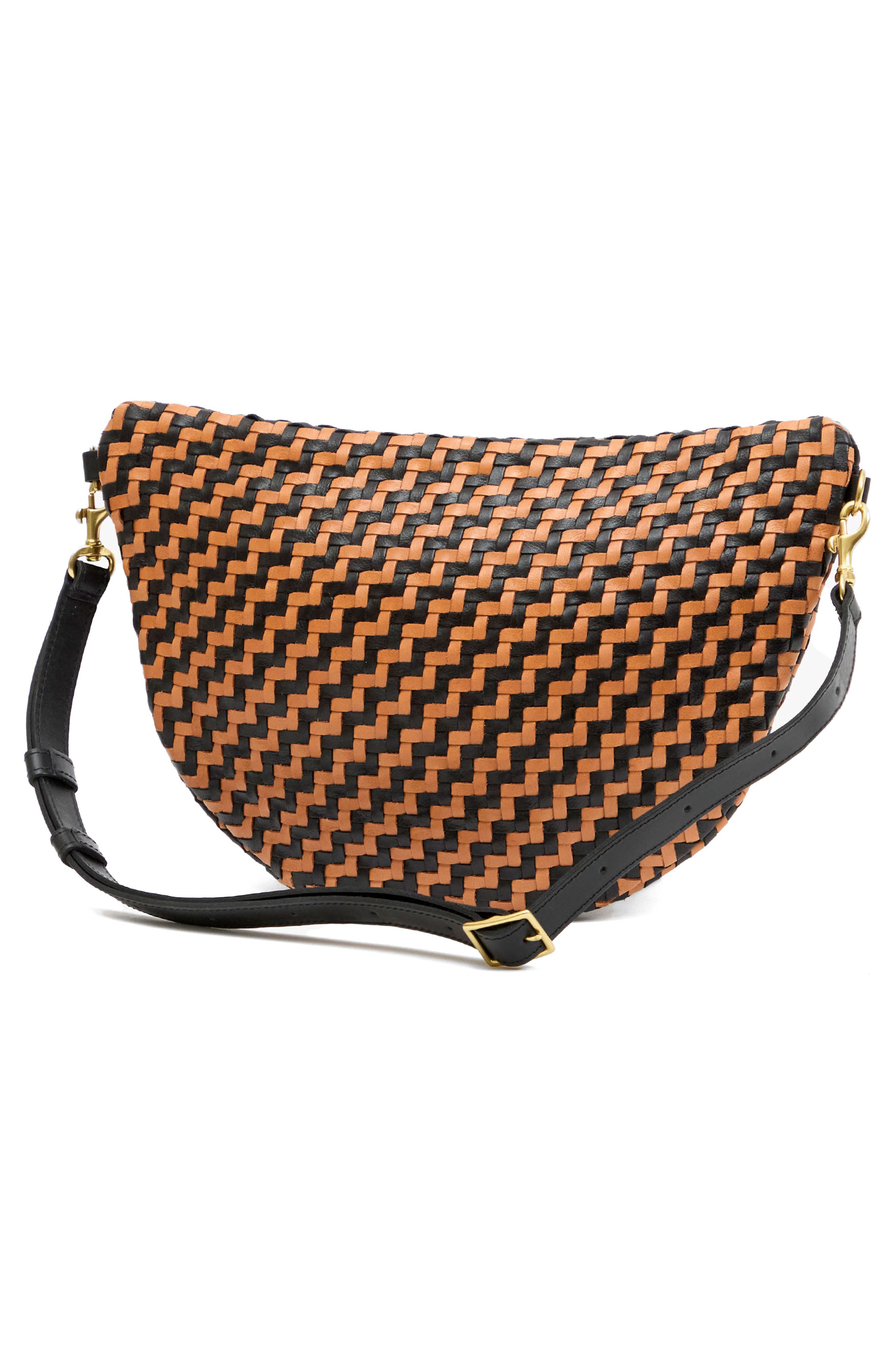 Clare V. Grande Woven Leather Belt Bag, Alternate, color, Black/ Natural