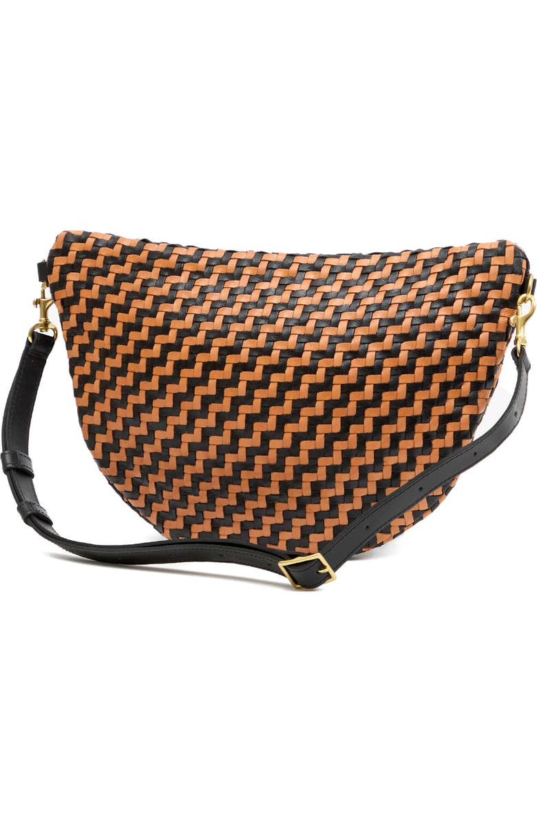 Clare V. Grande Woven Leather Belt Bag, Alternate, color, Black/ Natural