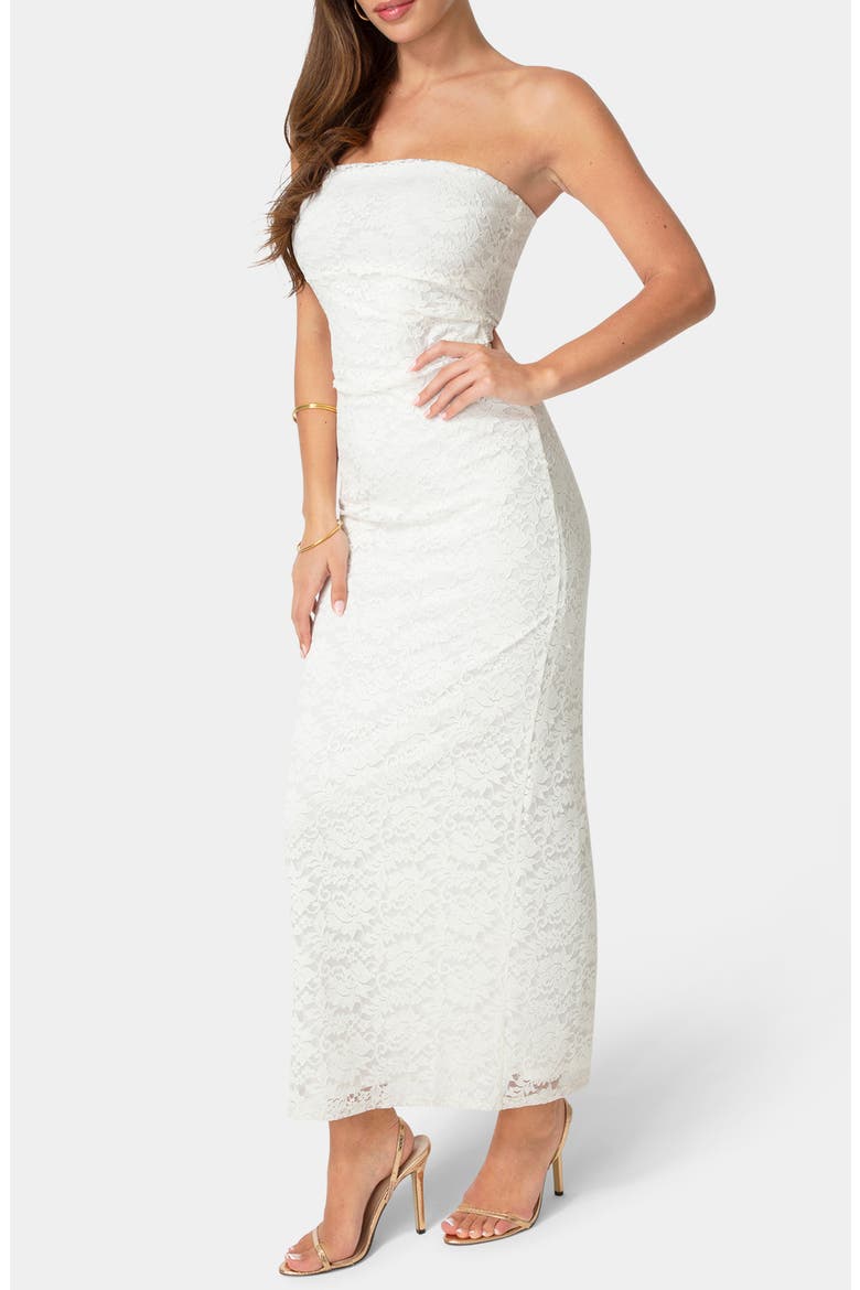 Lace Strapless Maxi Dress, Alternate, color, IVORY