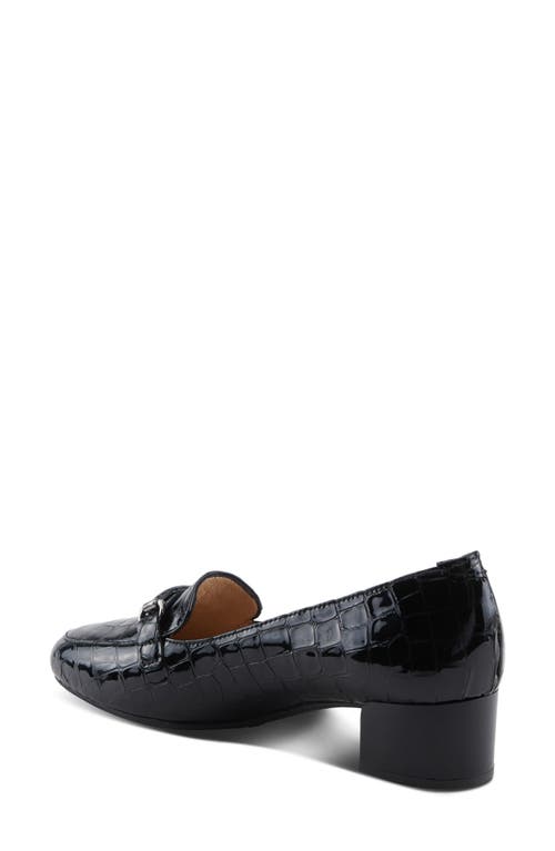 Spring Step Enda Croc Embossed Heel Loafer In Black