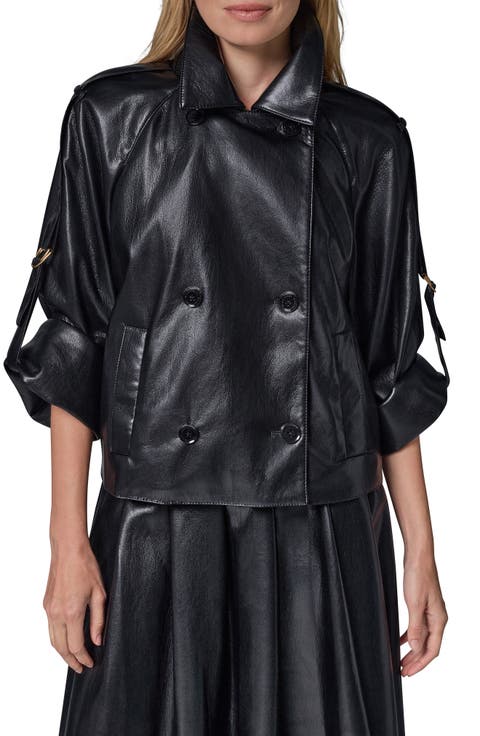 Roll Sleeve Faux Leather Jacket