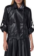 Donna Karan New York Roll Sleeve Faux Leather Jacket