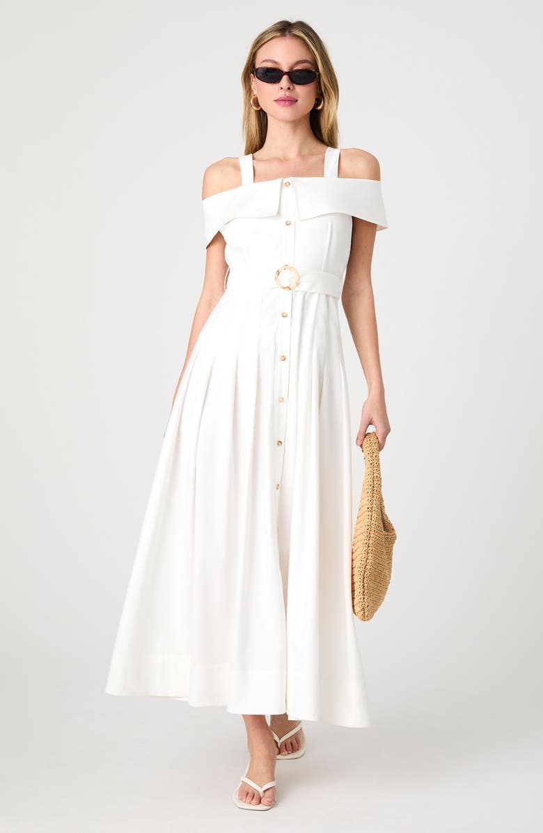 French Connection Belted Cold Shoulder Maxi Dress, Alternate, color, 10-Summer White