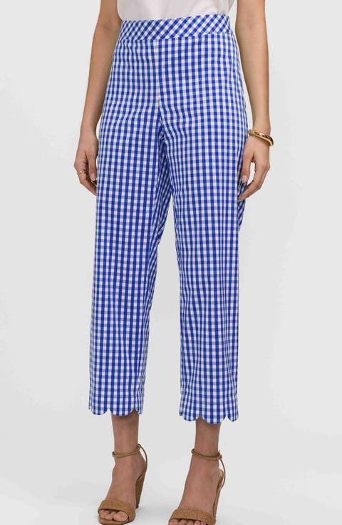 Elaine Gingham Scallop Hem Capri Pants