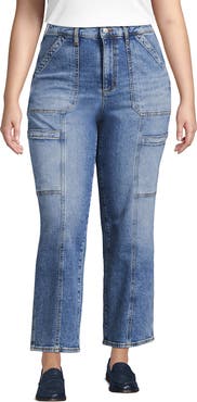 Lands' End Denim High Rise Utility Cargo Ankle Jeans