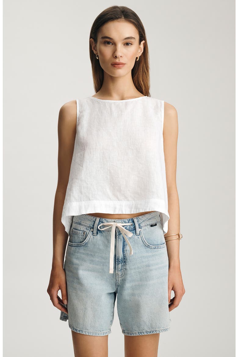 Nella Drawstring Mid Thigh Denim Shorts, Alternate, color, DENIM LIGHT BLUE