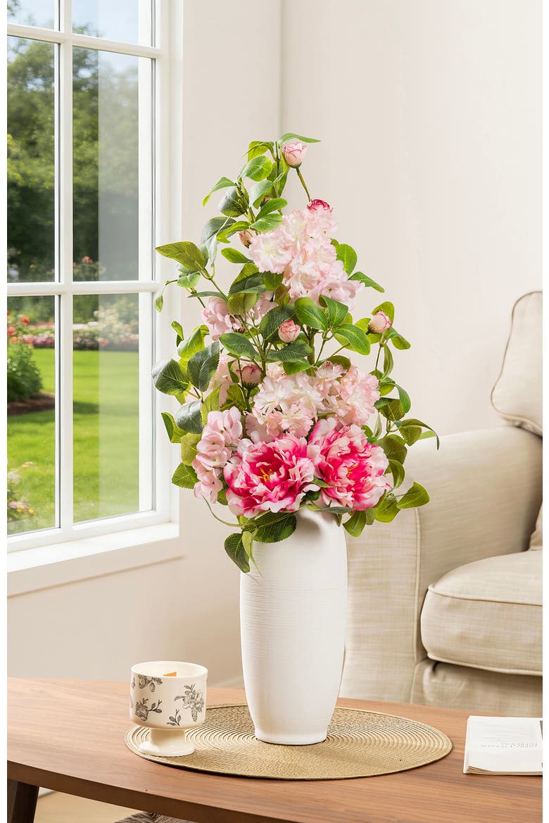 Set of 2 Pink Hydrangea, Peony & Cherry Floral Picks, Alternate, color, Pink