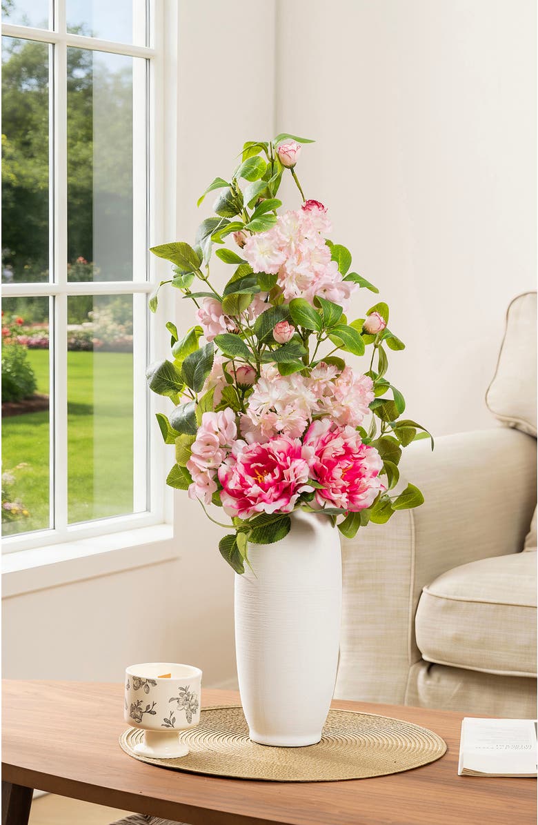 Glitzhome Set of 2 Pink Hydrangea, Peony & Cherry Floral Picks, Alternate, color, Pink