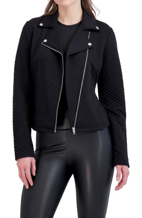 Linear Knit Moto Jacket