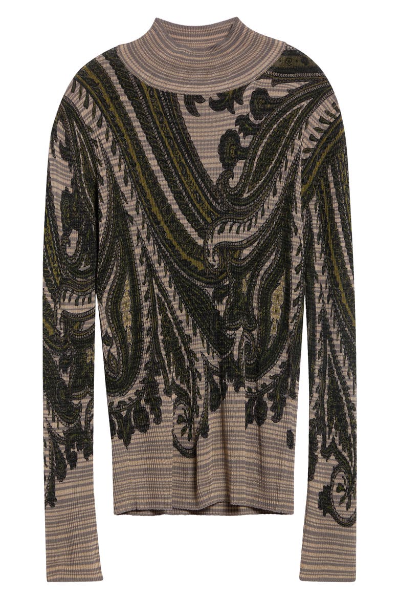 Print Stripe Rib Sweater, Main, color, PRINTED GREEN BASE