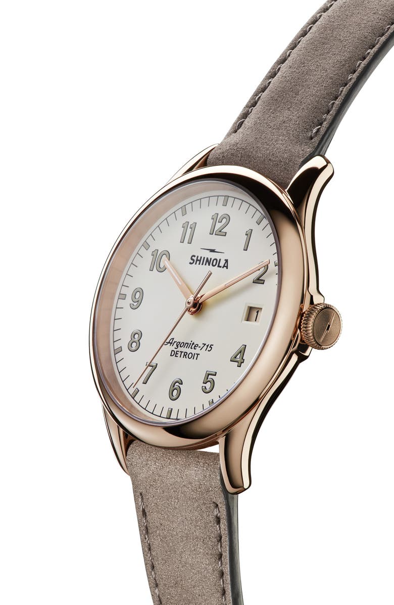 Shinola The Vinton Leather Strap Watch, 38mm, Alternate, color, 