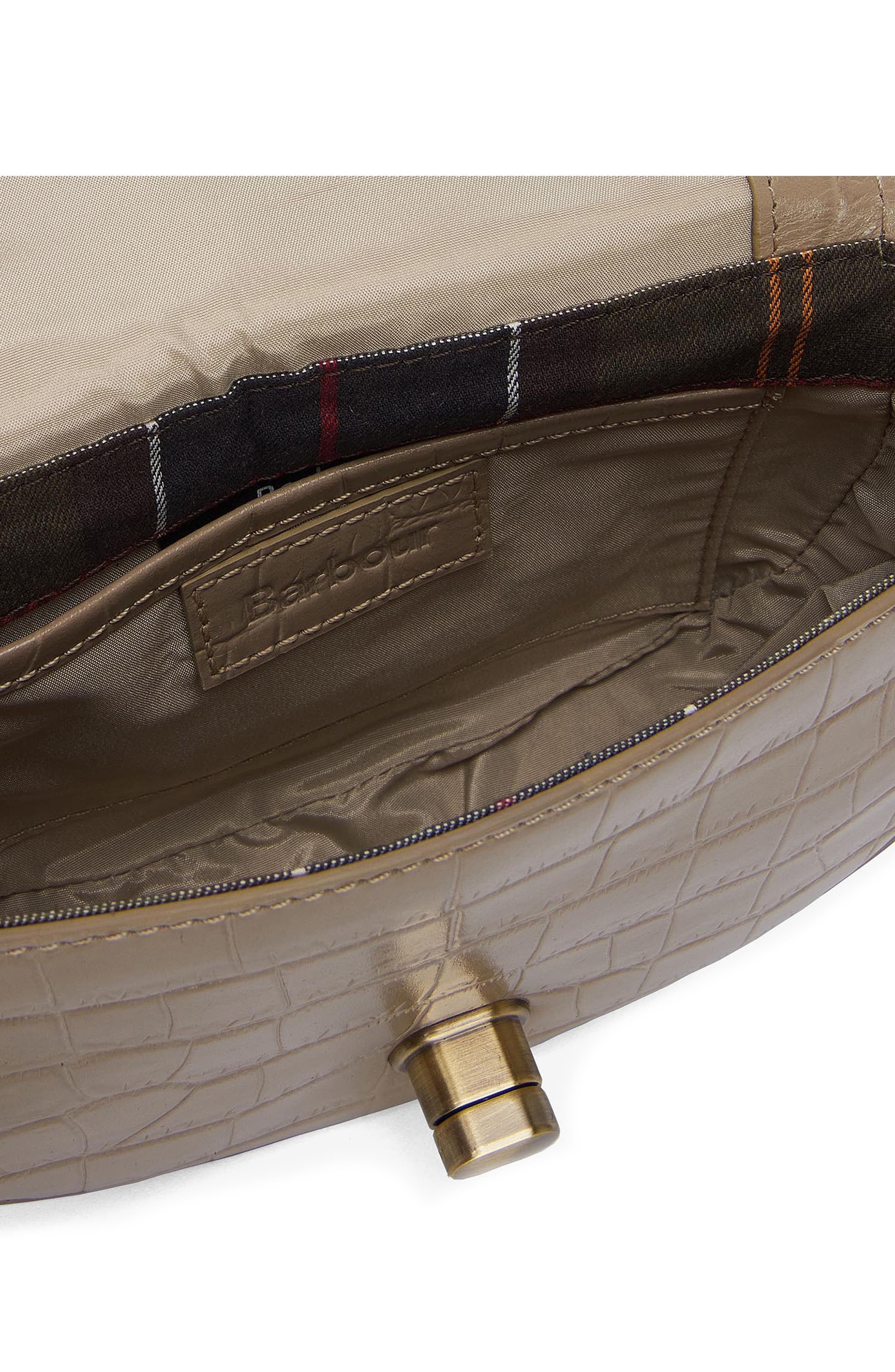 Barbour Eilein Croc Embossed Leather Saddle Crossbody Bag, Alternate, color, 