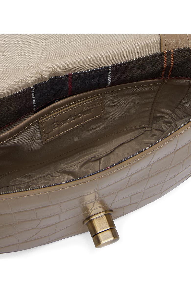 Barbour Eilein Croc Embossed Leather Saddle Crossbody Bag, Alternate, color,