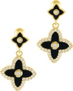 Adornia 14K Yellow Gold Plated Black Flower Drop Earrings