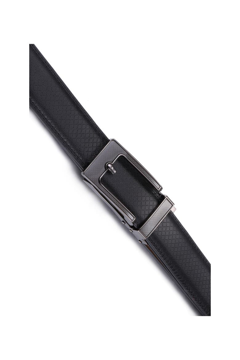 Crosshatch Leather Adjustable Ratchet Belt, Alternate, color, Deep Charcoal