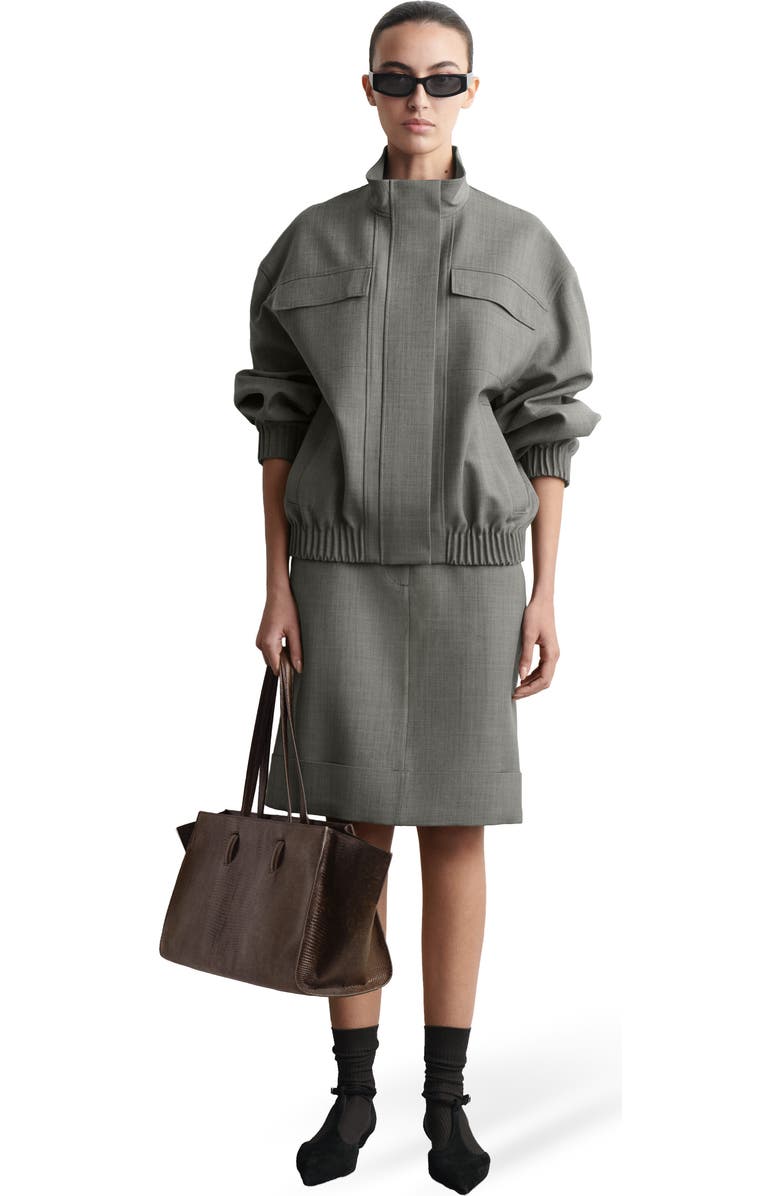 COS Monument Tote Bag - Leather, Alternate, color, Croc-Effect / Brown