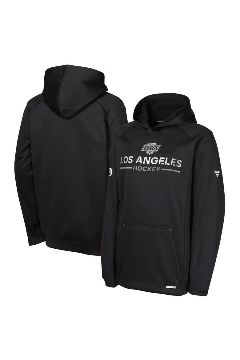 Youth Fanatics Black Los Angeles Kings Authentic Pro Rink Raglan Hoodie, Main, color, Black