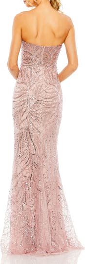 Strapless Rhinestone Embellished Trumpet Gown