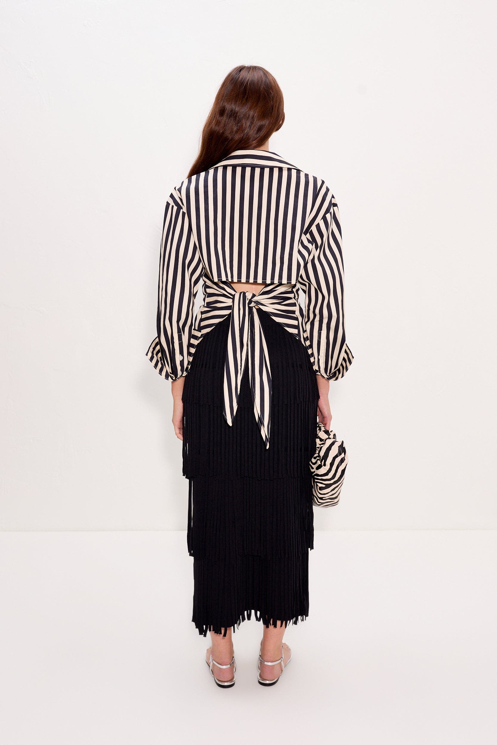 Loch Poplin Tie Back Button Up Shirt - image 2
