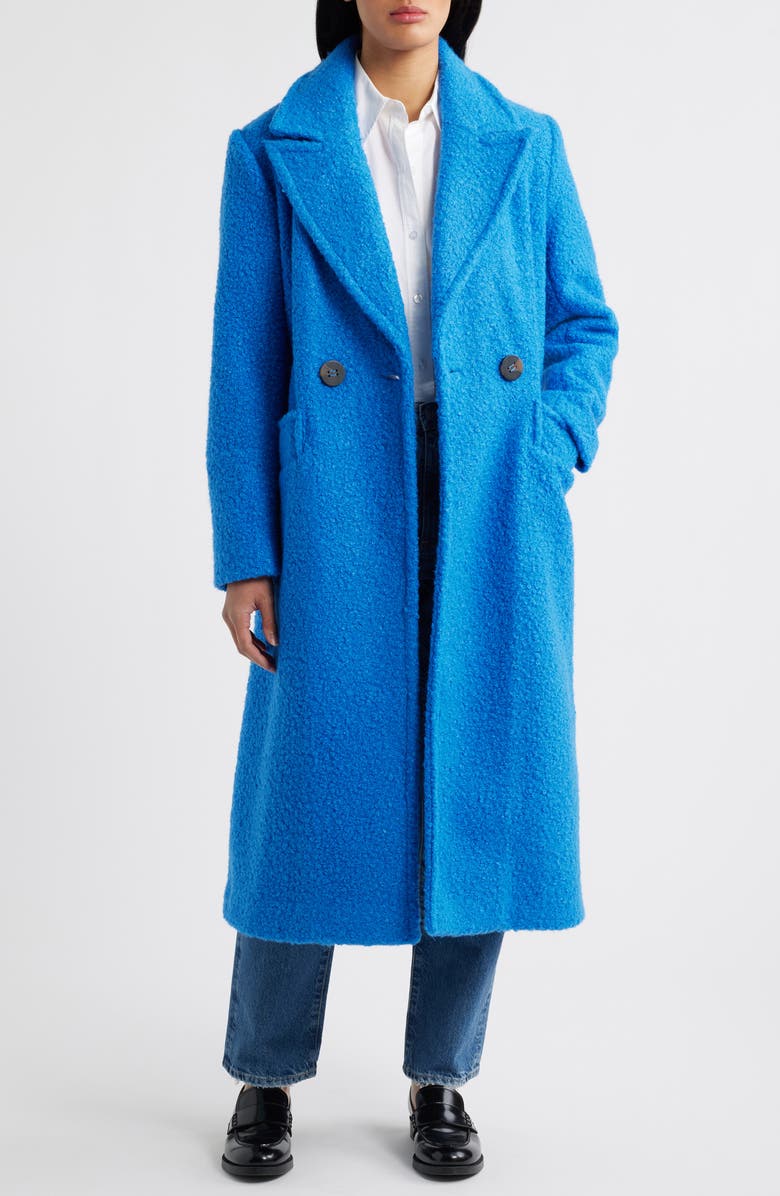BCBGMAXAZRIA Double Breasted Bouclé Coat, Alternate, color, Azzure